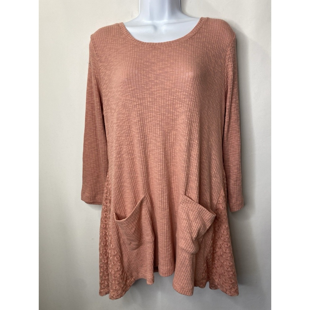LOGO Lori Goldstein Top Womens Size Medium Oversized Cottagecore Soft Girl Glam